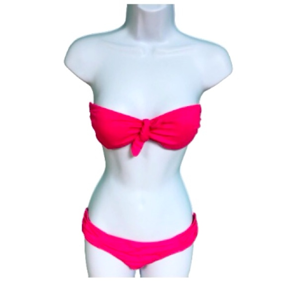 Victoria’s Secret Hot Pink Strapless Bikini Set Womens Size S